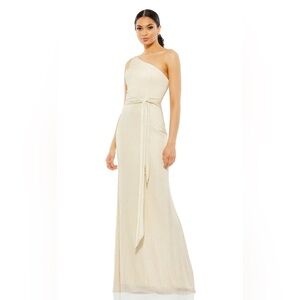 NWT Ieena for Mac Duggal One Shoulder Tie Porcelain Dress Size 4